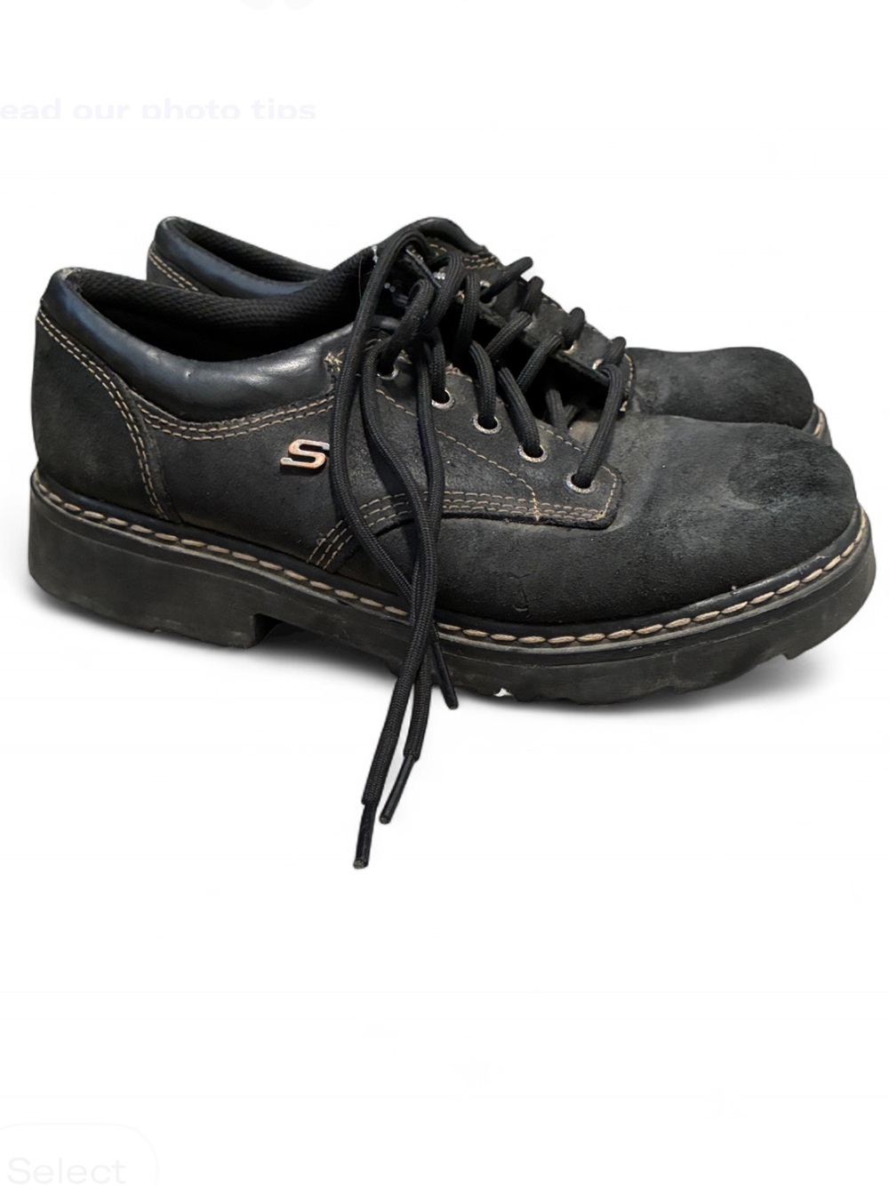 Skechers Black Suede Lace-Up Oxford Shoes